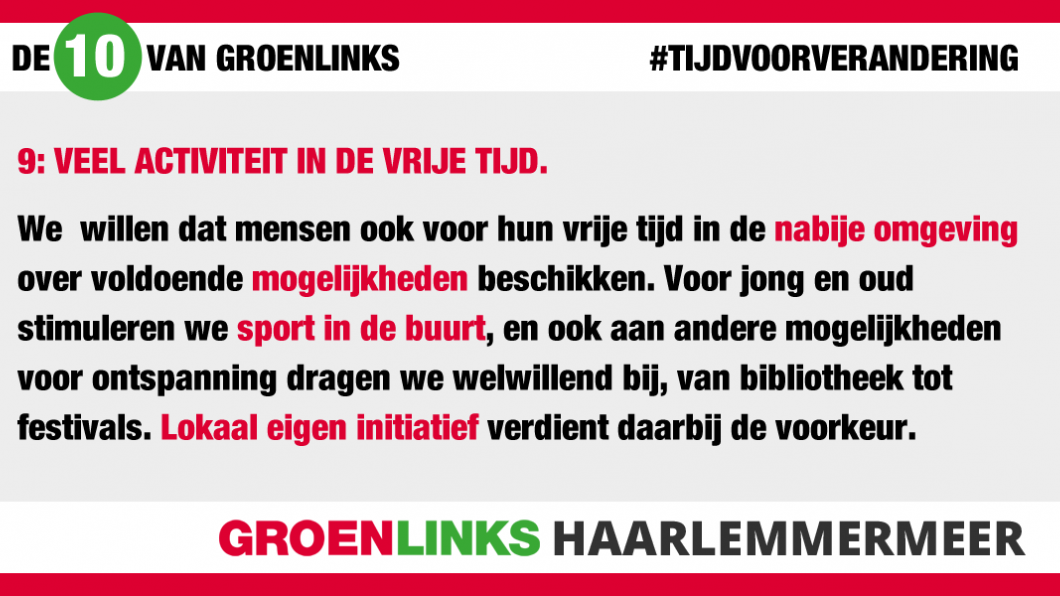 Veel activiteit in de vrije tijd