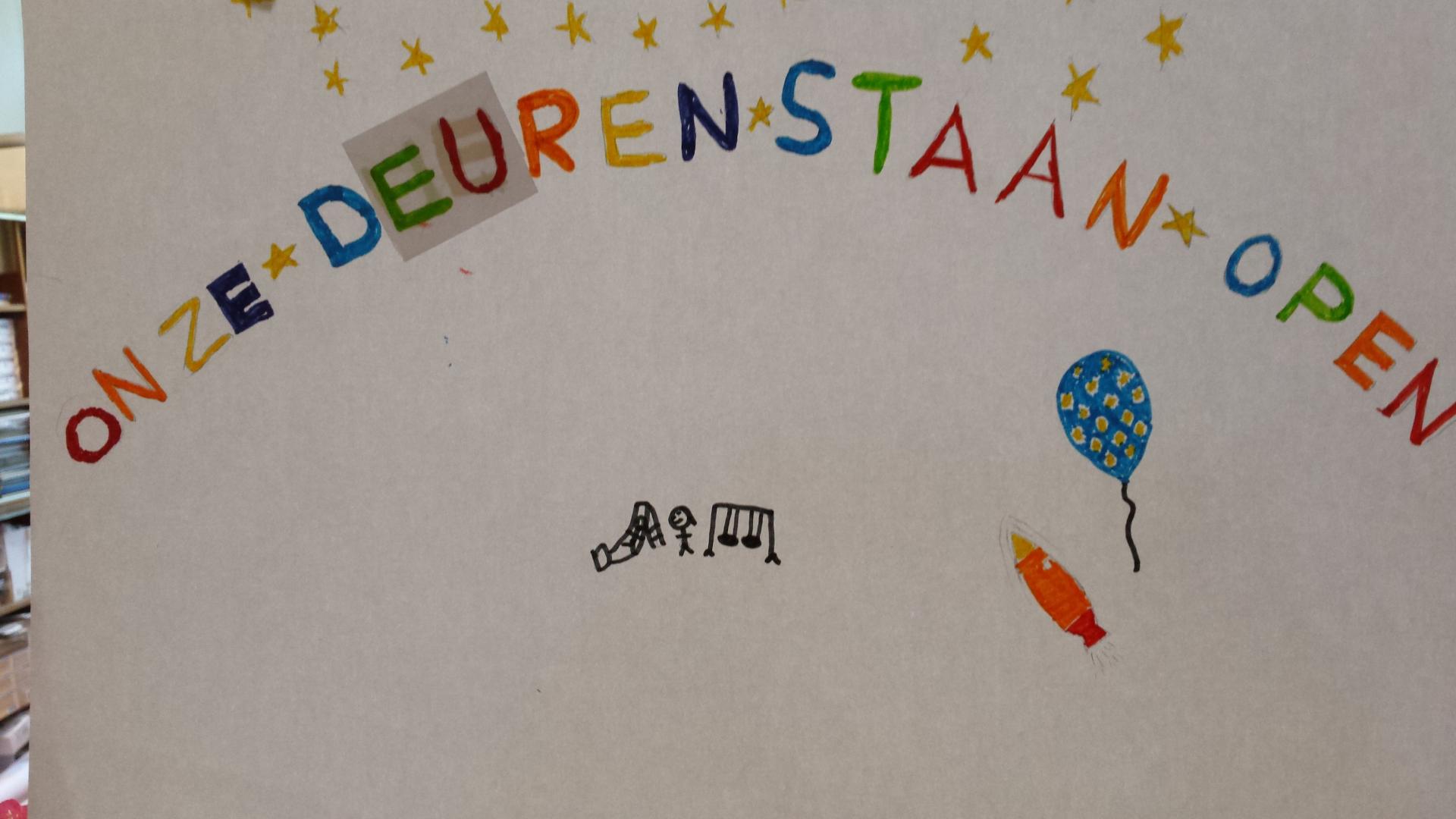 Poster gemaakt door kinderen van de Klimopschool